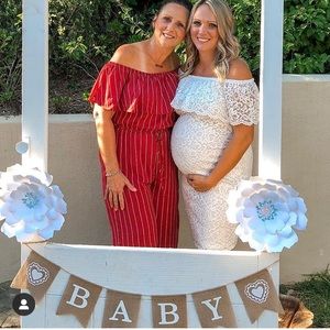 White lace maternity dress